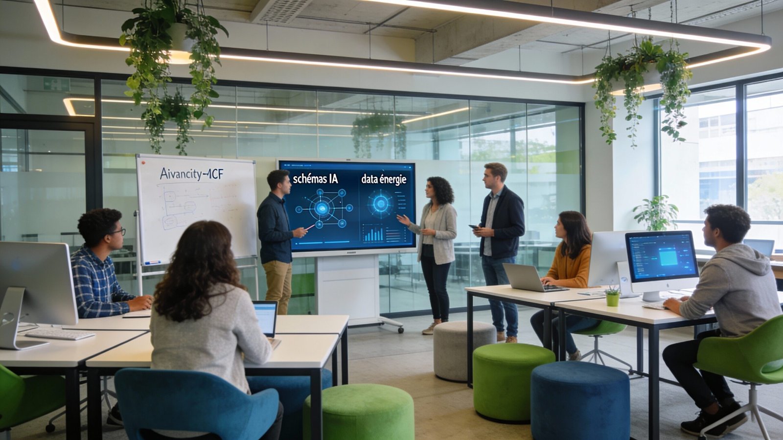 etudiants travaillants sur ia